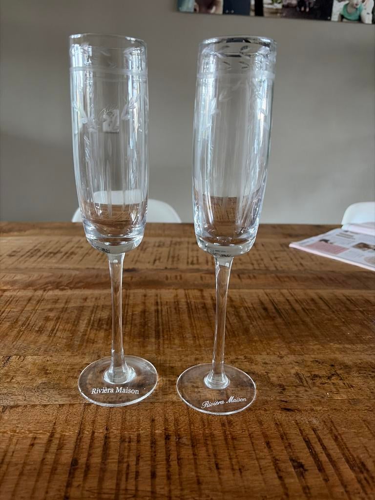 2 Riviera Maison champagne glazen, Ophalen of Verzenden, Zo goed als nieuw, Glas, Glas of Glazen