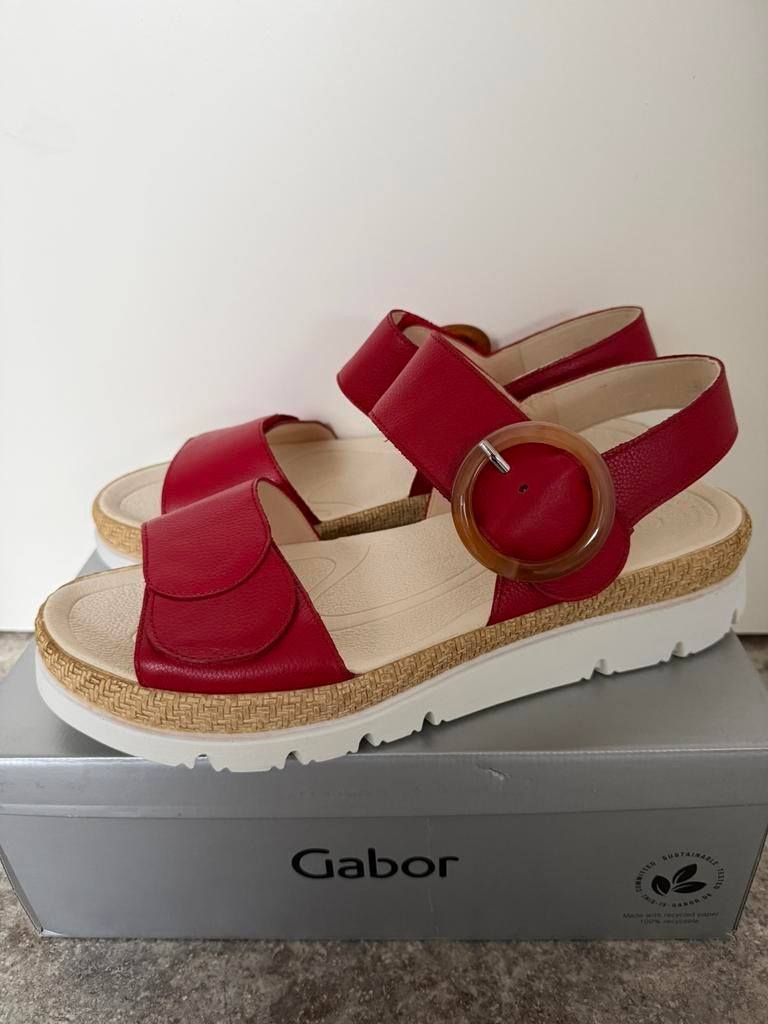 Nieuwe rode leren Gabor sandalen Maat 44, Kleding | Dames, Nieuw, Rood, Sandalen of Muiltjes, Ophalen of Verzenden