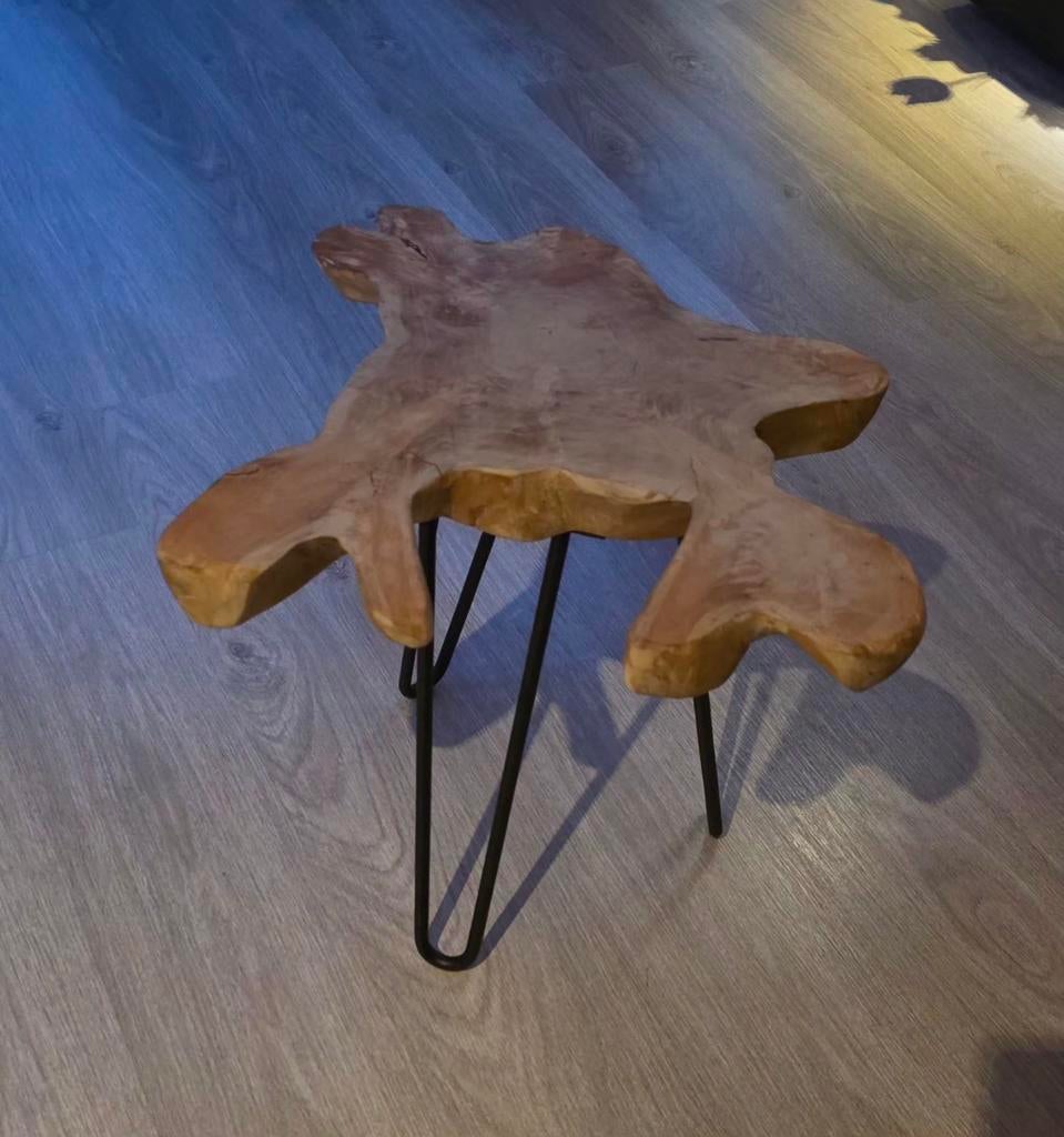 Bijzettafel boomstam, Ophalen, Rond, Minder dan 55 cm