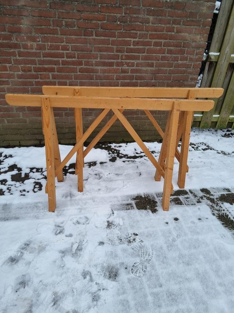 bokken / schragen groot hout stevig, Ophalen of Verzenden, 'T Olde Gre-j, Info@toldegrej.nl, Endepoelstraat 20f Didam