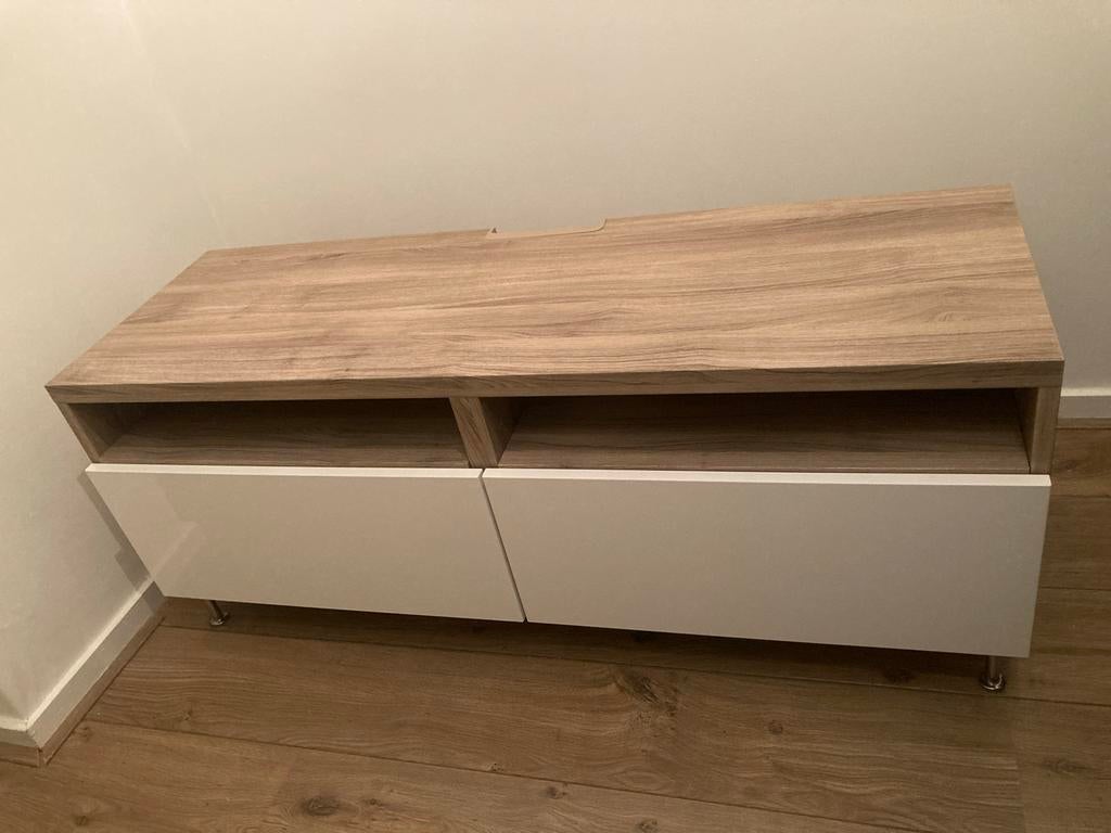Ikea Besta TV meubel - eikenfineer 190x40x49, Huis en Inrichting, Kasten | Televisiemeubels, Ophalen, 100 tot 150 cm, Zo goed als nieuw