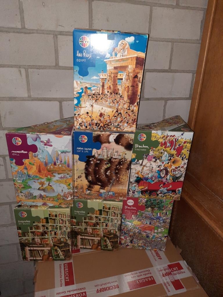 7 heye puzzels van 1000st, blachon, mordillo, degano, prades, Hobby en Vrije tijd, Denksport en Puzzels, Ophalen of Verzenden