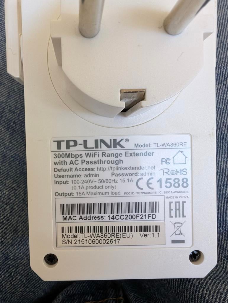 TP-Link TL-WA860RE WiFi Range Extender Set 300Mbps, Ophalen of Verzenden, Gebruikt, TP-Link