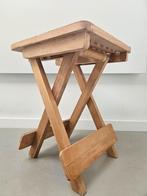 Vintage Teak Inklapbaar bijzettafeltje / krukje, Huis en Inrichting, Tafels | Bijzettafels, Ophalen of Verzenden, Gebruikt, Rechthoekig