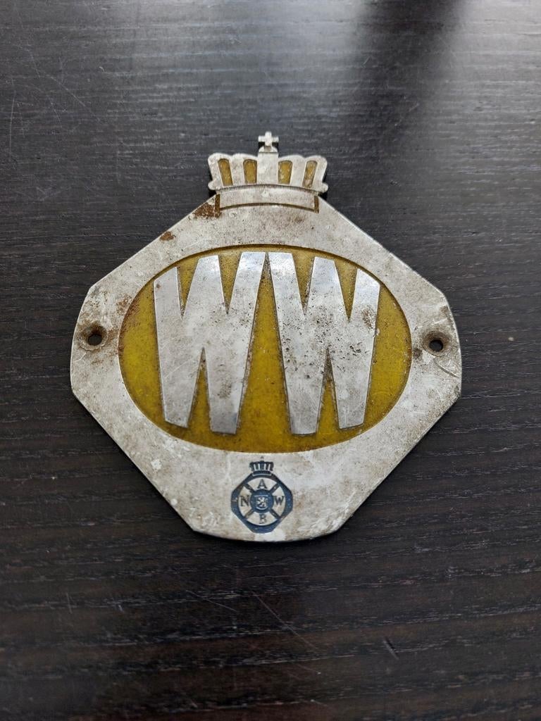 Vintage ANWB Wegenwacht Embleem - Grille Schildje WW, Ophalen of Verzenden, Gebruikt, Auto's