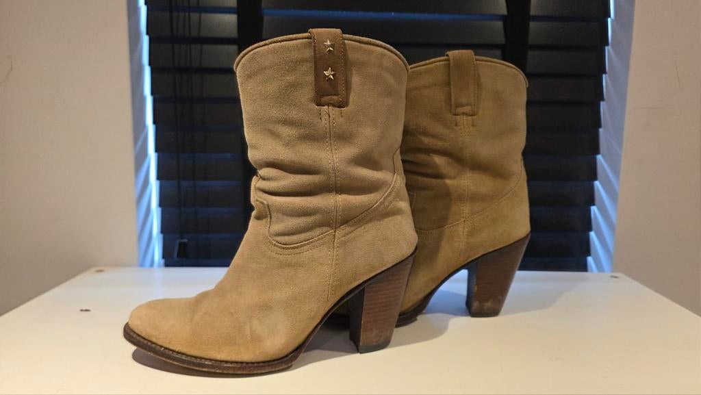 Sendra Beige suède cowboylaarzen met hak 40, Beige, Lage of Enkellaarzen, Ophalen of Verzenden, Onbekend