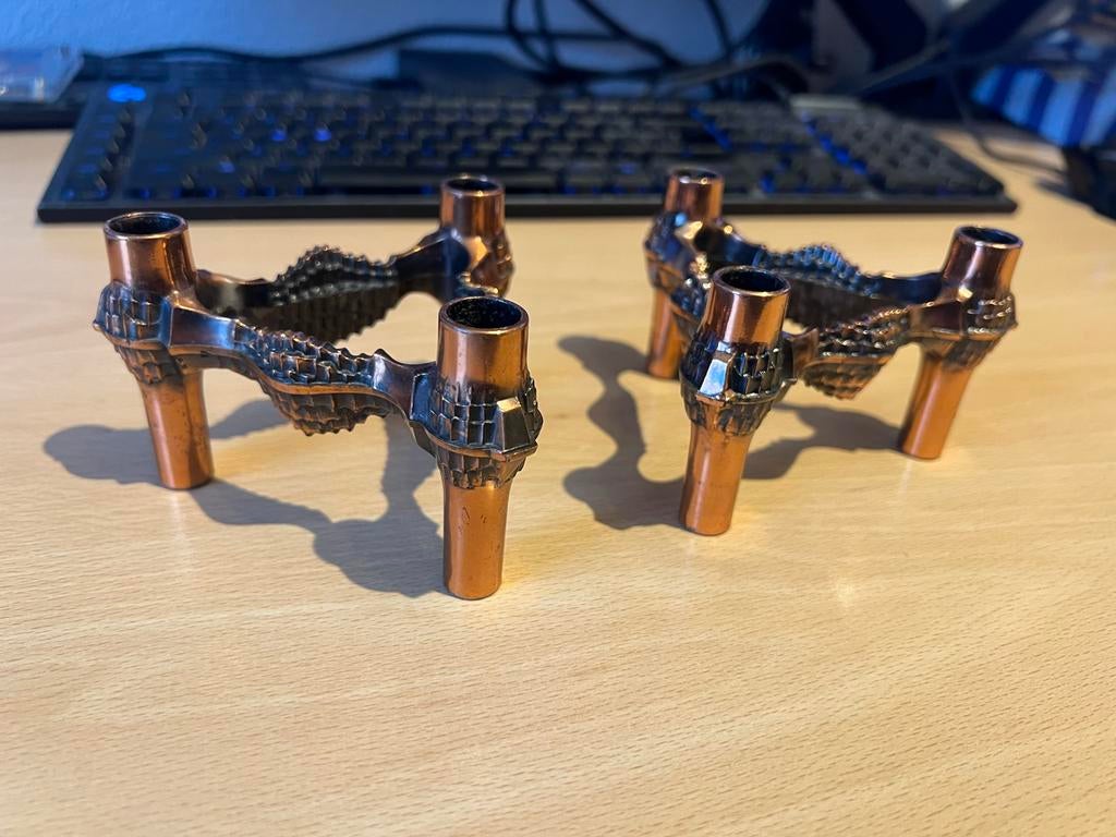 2x Stoff Nagel Quist Kandelaren, Antiek en Kunst, Ophalen of Verzenden, Koper of Brons