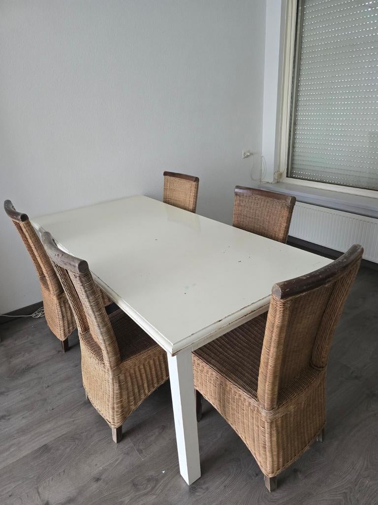 Eethoek met 5 stoelen - Rotan/Wicker, Ophalen of Verzenden