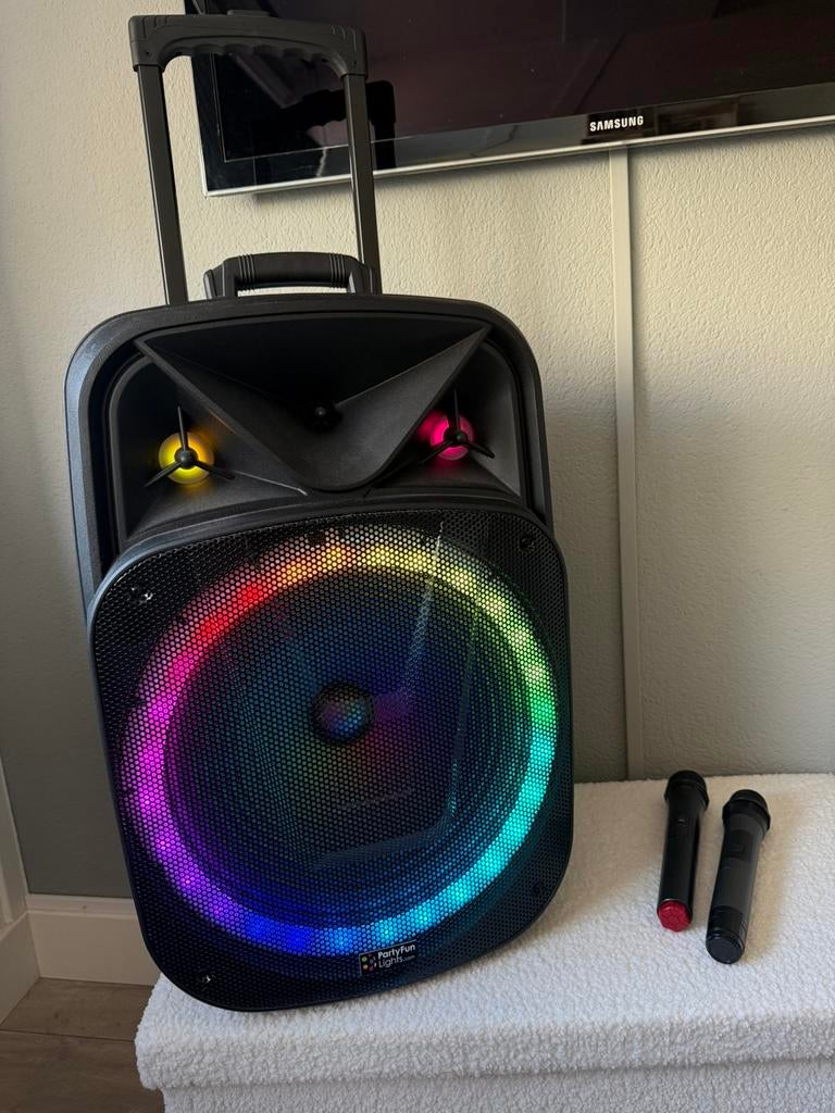 Karaoke muziek box set 2 microfoons, Ophalen of Verzenden, Zo goed als nieuw, Complete set