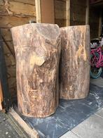 Zware houten krukken / bijzettafels, Ophalen of Verzenden, Gebruikt, Hout