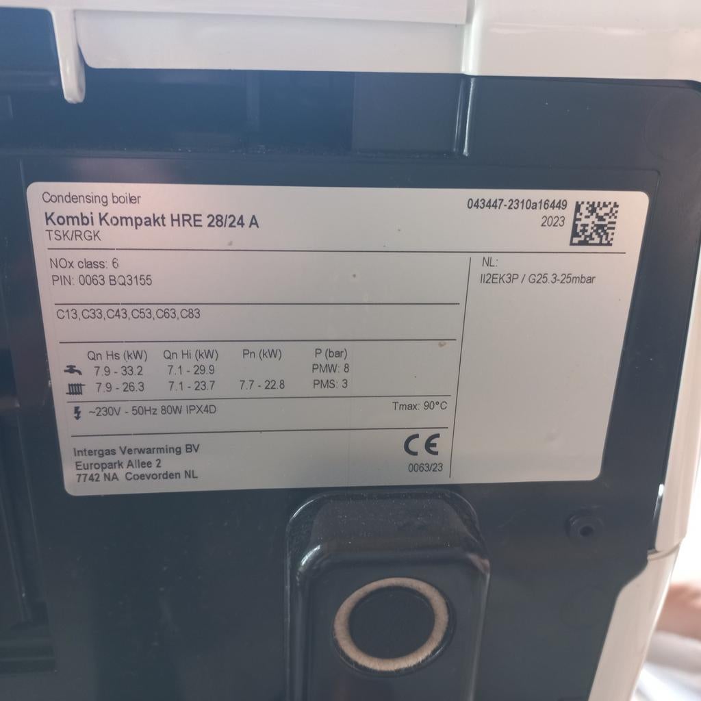 Intergas Kombi Kompakt HRE 28/24 A CV-ketel, Doe-het-zelf en Verbouw, Verwarming en Radiatoren, Ophalen, 30 tot 80 cm, Hoog rendement (Hr)
