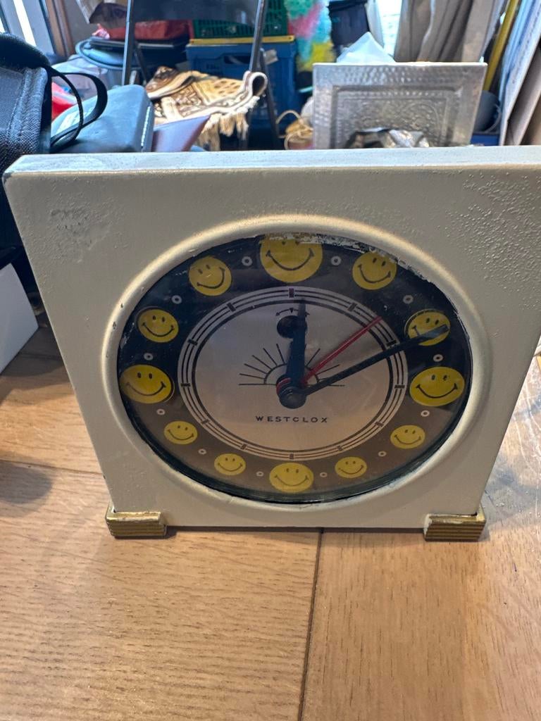 Vintage Westclox Smiley Gezicht Wekker - Uniek Design, Antiek en Kunst, Antiek | Klokken, Ophalen of Verzenden