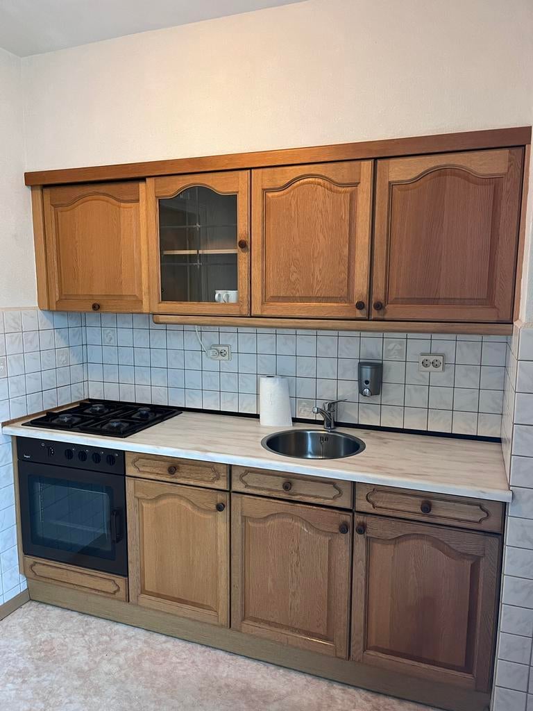 Complete keuken met houten kastjes, Ophalen, Gebruikt, Bruin, Enkelwandige keuken