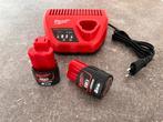 Milwaukee acculader + 2 x M12 accu’s 2Ah, Ophalen of Verzenden, Nieuw