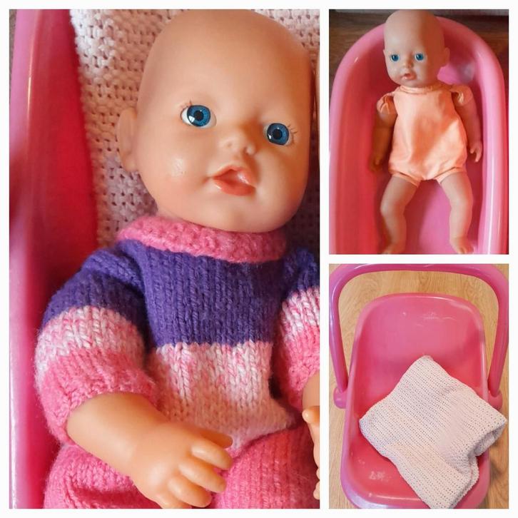 Little babyborn popje badpopje met bad en maxi cosi, Kinderen en Baby's, Speelgoed | Poppen, Gebruikt, Babypop, Ophalen of Verzenden