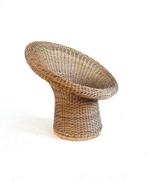 Vintage rotan kuipfauteuil model E10, Egon Eiermann ‘50, Minder dan 75 cm, Riet of Rotan, Ophalen of Verzenden, Zo goed als nieuw