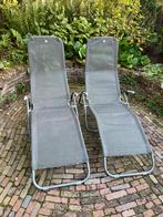 Ligstoelen - ligbedden, Set van 2, inklapbaar, Tuin en Terras, Ligbedden, Ophalen, Gebruikt, Metaal, Inklapbaar