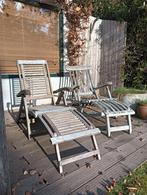 2 Teakhouten Deckchairs, Ophalen, Gebruikt, Teakhout, Verstelbaar