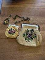 Vintage handgeborduurd tasje en beurs, Antiek en Kunst, Ophalen of Verzenden
