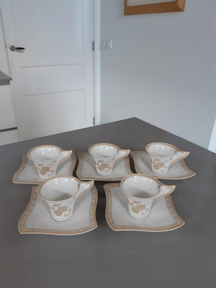 5 koffiekoppen met schotels Villeroy & Boch New Wave Samarah, Huis en Inrichting, Keuken | Servies, Nieuw, Kop(pen) en/of Schotel(s)