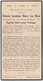 Melanie J.M. van Mens 1877 Roosendaal + 1942 Antwerpen, Verzamelen, Bidprentjes en Rouwkaarten, Verzenden