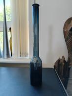 2743 vintage design modernist petrolblauw glazen flesvaas, Ophalen of Verzenden, Glas, Minder dan 50 cm
