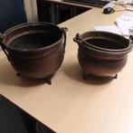 2 koperen potjes / keteltjes met hengsel   oud, Antiek en Kunst, Antiek | Koper en Brons, Koper, Verzenden