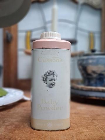 nostalgische oud babypoeder busje met inhoud  beschikbaar voor biedingen