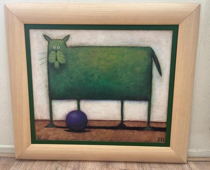 Set van 3 abstracte katten schilderijen– Kessler, Antiek en Kunst, Kunst | Schilderijen | Abstract, Ophalen of Verzenden