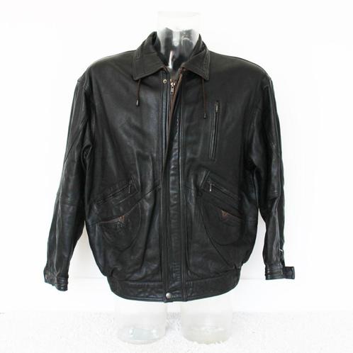 Vintage Lederen Heren Jas281* (Maat 56) € 60,-, Kleding | Heren, Jassen | Winter, Zo goed als nieuw, Maat 56/58 (XL), Zwart, Ophalen of Verzenden