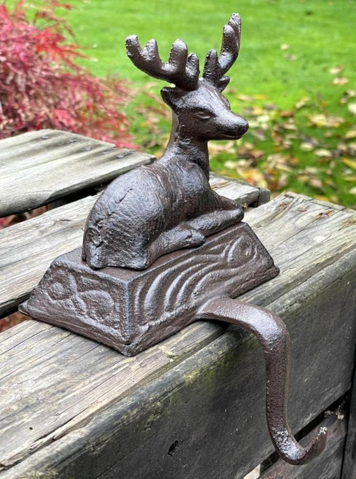 Gietijzeren stocking hanger hert bruin XM82, Diversen, Kerst, Nieuw, Ophalen of Verzenden