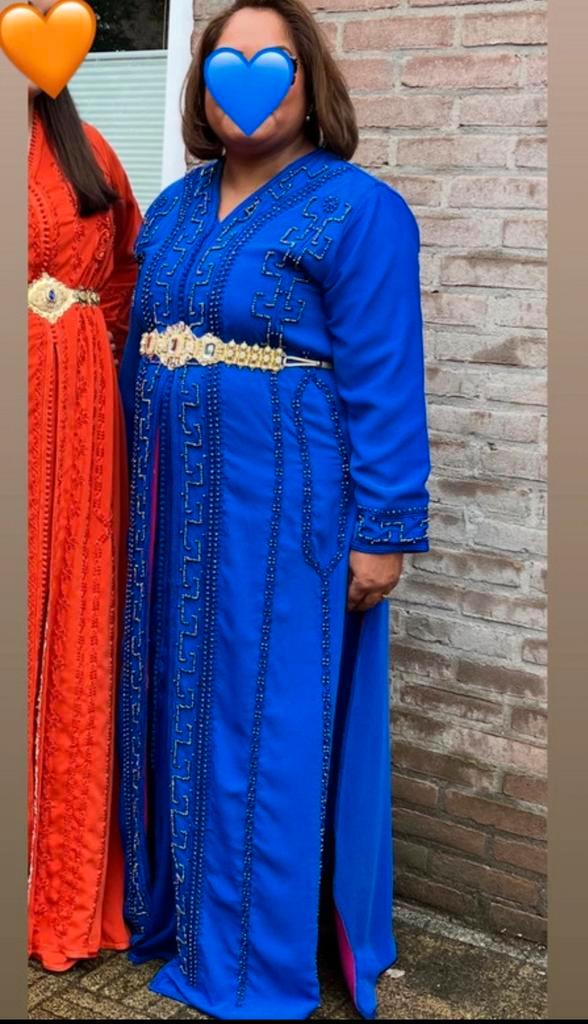 Blauwe Takchita + sieraden, Kleding | Dames, Gelegenheidskleding, Zo goed als nieuw, Ophalen of Verzenden