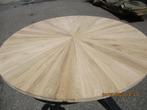 eettafel massief eiken rond design  punt taart hand gemaakt, Ophalen, 150 tot 200 cm, Nieuw, Vijf personen of meer