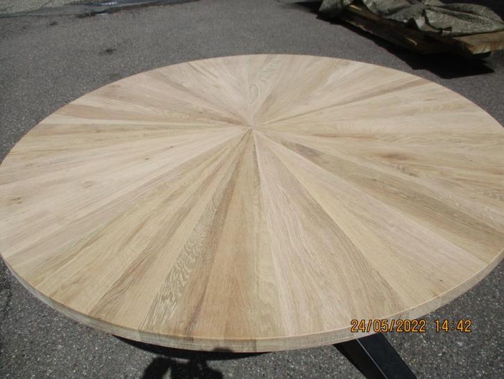 eettafel massief eiken rond design  punt taart hand gemaakt, Huis en Inrichting, Tafels | Eettafels, Nieuw, 150 tot 200 cm, 150 tot 200 cm