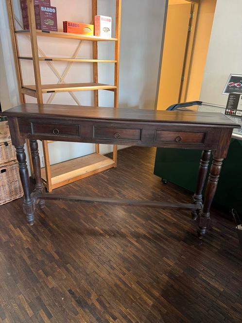 Antieke Sidetable met 3 Lades, Huis en Inrichting, Tafels | Sidetables, Gebruikt, 25 tot 50 cm, 100 tot 150 cm, Rechthoekig, Overige houtsoorten