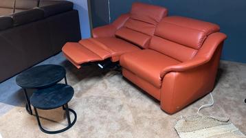 2- zit Bank Relax Electrisch HIMOLLA leder cognac NIEUW beschikbaar voor biedingen