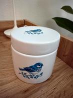 Vintage porseleinen voorraadpotje vogel op tak, Ophalen of Verzenden