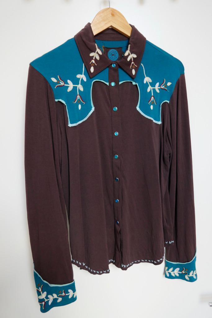 Western shirt, Kleding | Heren, Overhemden, Zo goed als nieuw, Halswijdte 39/40 (M), Bruin, Ophalen of Verzenden