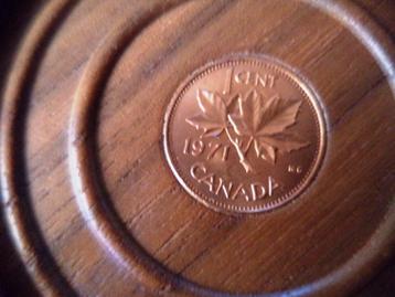 1971 1 cent FDC Canada houten onderzetters beschikbaar voor biedingen