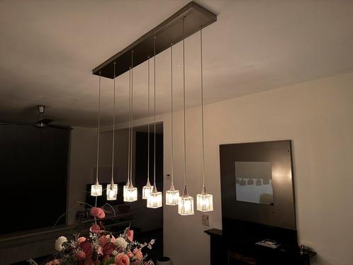 Moderne Hanglamp met 10 Lichtpunten, Huis en Inrichting, Lampen | Plafondlampen, Zo goed als nieuw, Glas, Ophalen