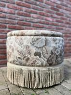 vintage poef met franje opbergruimte en bloemenprint, Lisa, Wijk 6, Vintage, Ophalen of Verzenden