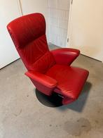 Rode leren design stoel met ligstand, Huis en Inrichting, Fauteuils, Gebruikt, Leer, Ophalen
