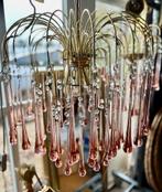 Grote Murano waterval kroonluchter hanglamp Roze kleur pegel, Ophalen, Zo goed als nieuw, Glas