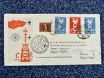 1e vlucht A'dam-Tokyo 1958 en Uiver memorial 1984, Postzegels en Munten, Na 1940, Ophalen of Verzenden, Gestempeld