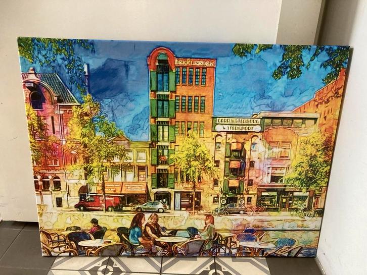 Groningen - Hoge der A - tegenover cafe De Sigaar - Fine art, Antiek en Kunst, Kunst | Schilderijen | Klassiek, Ophalen