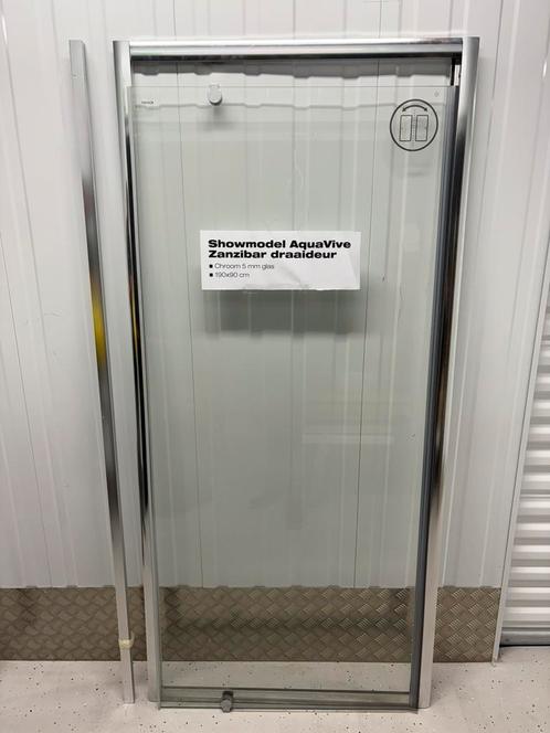 Showroom -Douchedeur Zanzibar 90 x 190CM -Chroom - 5 mm glas, Doe-het-zelf en Verbouw, Sanitair, Nieuw, Douche, Glas, Ophalen of Verzenden