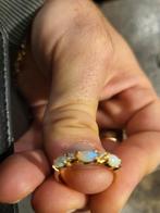 Ring 14 karaat goud met opaal en diamant, Sieraden, Tassen en Uiterlijk, Ringen, Ophalen of Verzenden, Zo goed als nieuw, 17 tot 18