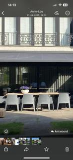 Tuinset teak tafel 3 meter met 10 stoelen incl kussens, Ophalen, Gebruikt, Teakhout, 8 zitplaatsen