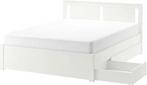 SONGESANDBedframe met 2 bedlades, wit, 140x200 cm, Ophalen, Wit, Tweepersoons, 140 cm