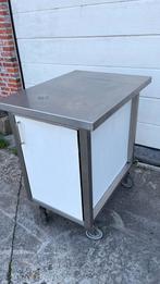 RVS werk-/opbergkast op wielen – D80 x B60 x H90 cm, Ophalen, Gebruikt, 1 of 2 laden, 50 tot 100 cm